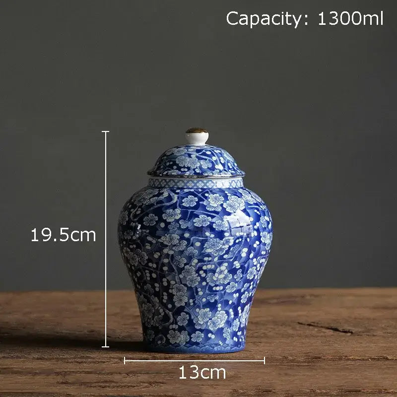 Blue Porcelain Gold Jar Decor