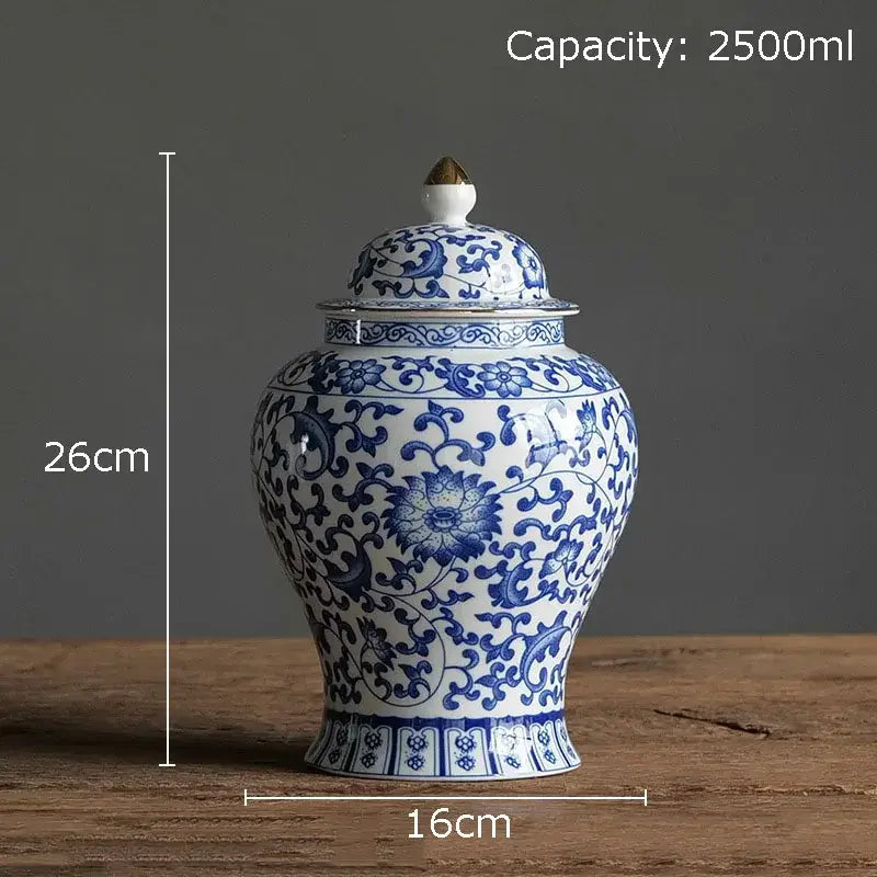 Blue Porcelain Gold Jar Decor