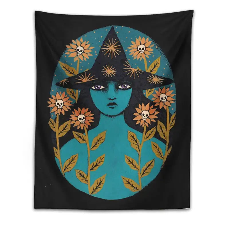 Enchanting Blue Botanical Tapestry