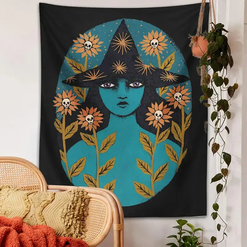 Enchanting Blue Botanical Tapestry