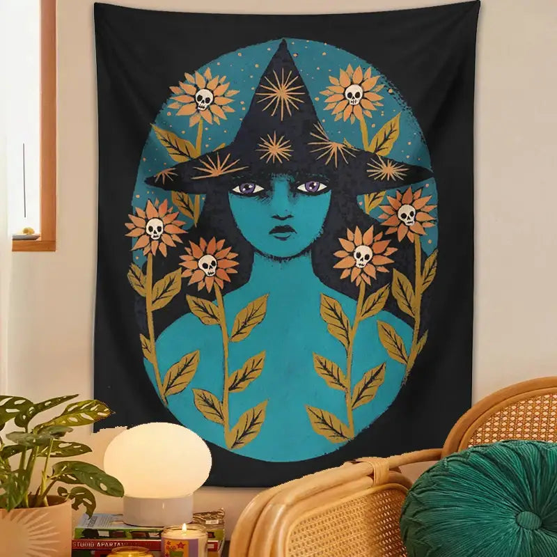 Enchanting Blue Botanical Tapestry