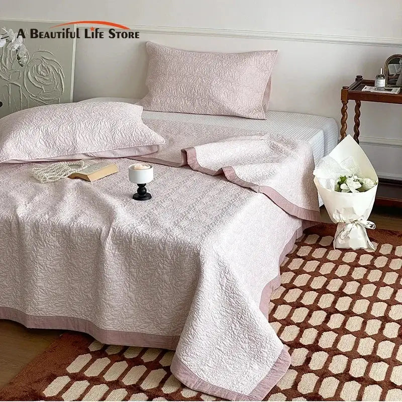 Blush Quilted Cotton Bedspread