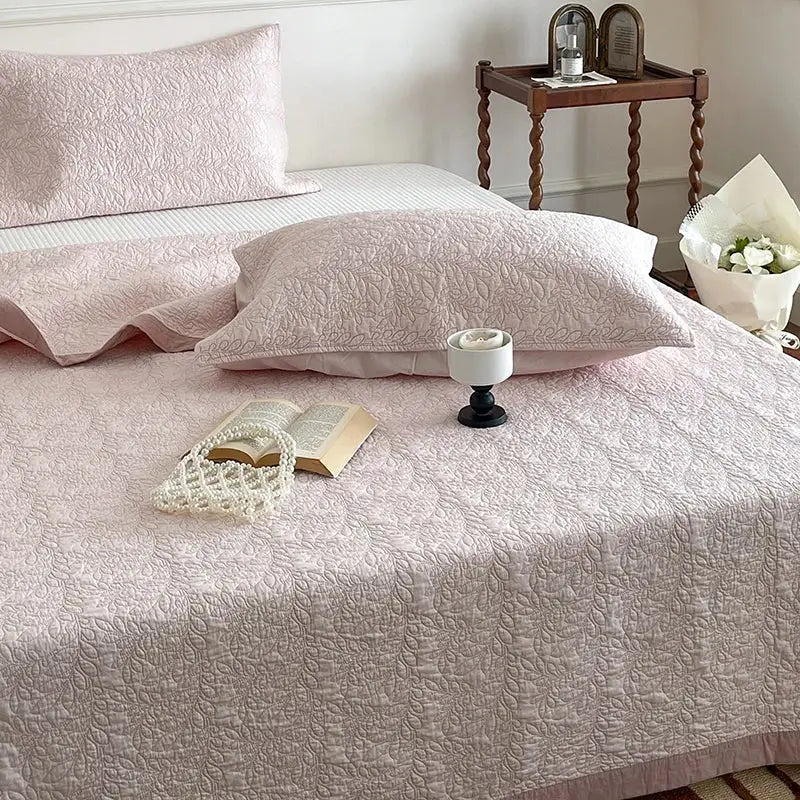 Blush Quilted Cotton Bedspread