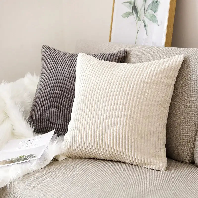 Grey Flocking Pillow Cover