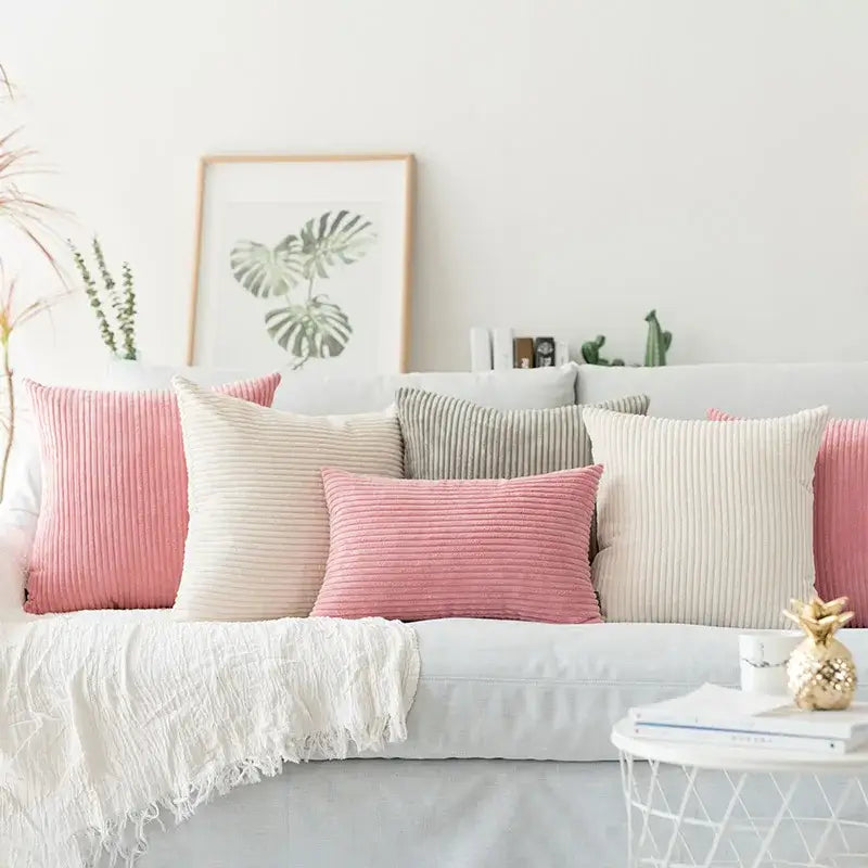 Grey Flocking Pillow Cover