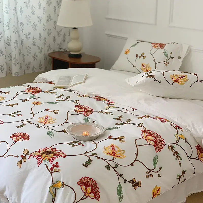 Floral Embroidery Cotton Duvet