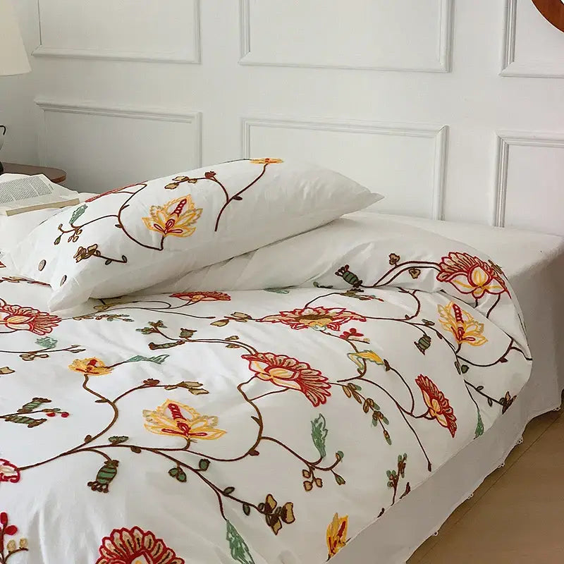 Floral Embroidery Cotton Duvet