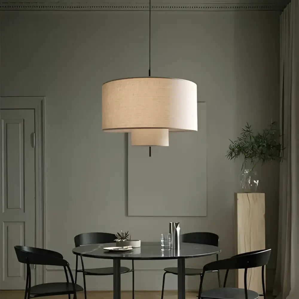 Beige Linen Tiered Lights