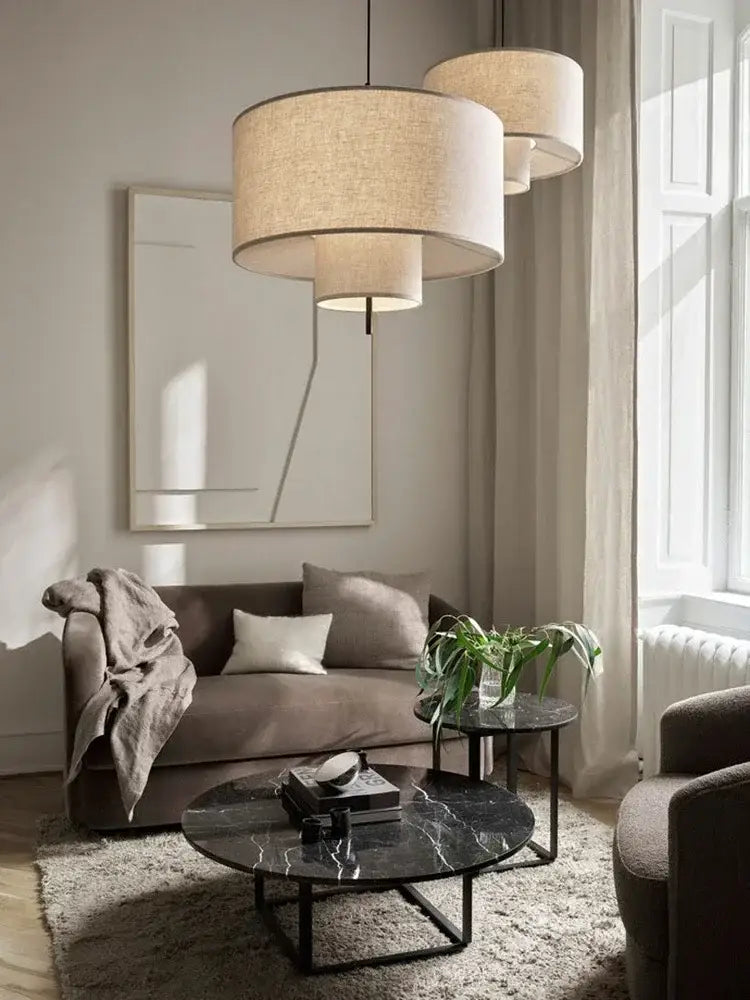 Beige Linen Tiered Lights
