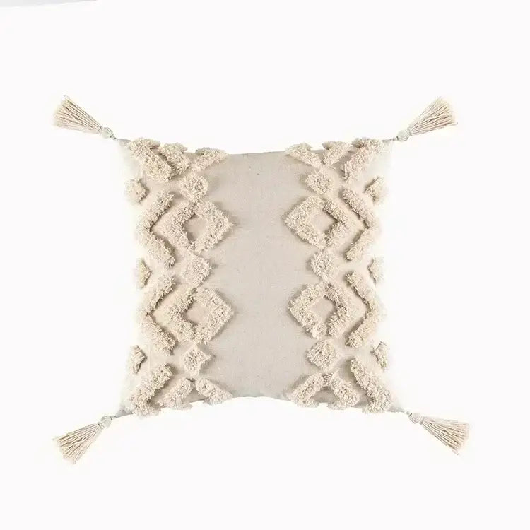 Beige Brown Tufted Cushion