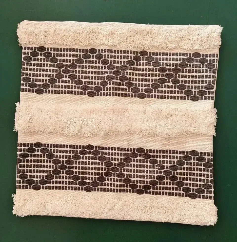 Beige Brown Tufted Cushion