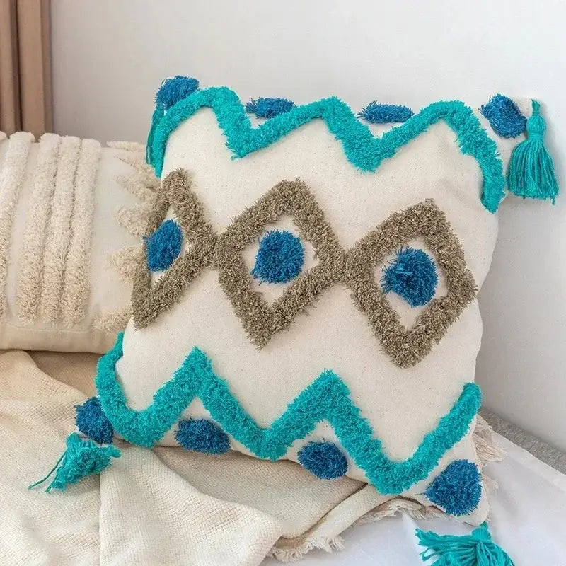 Beige Brown Tufted Cushion