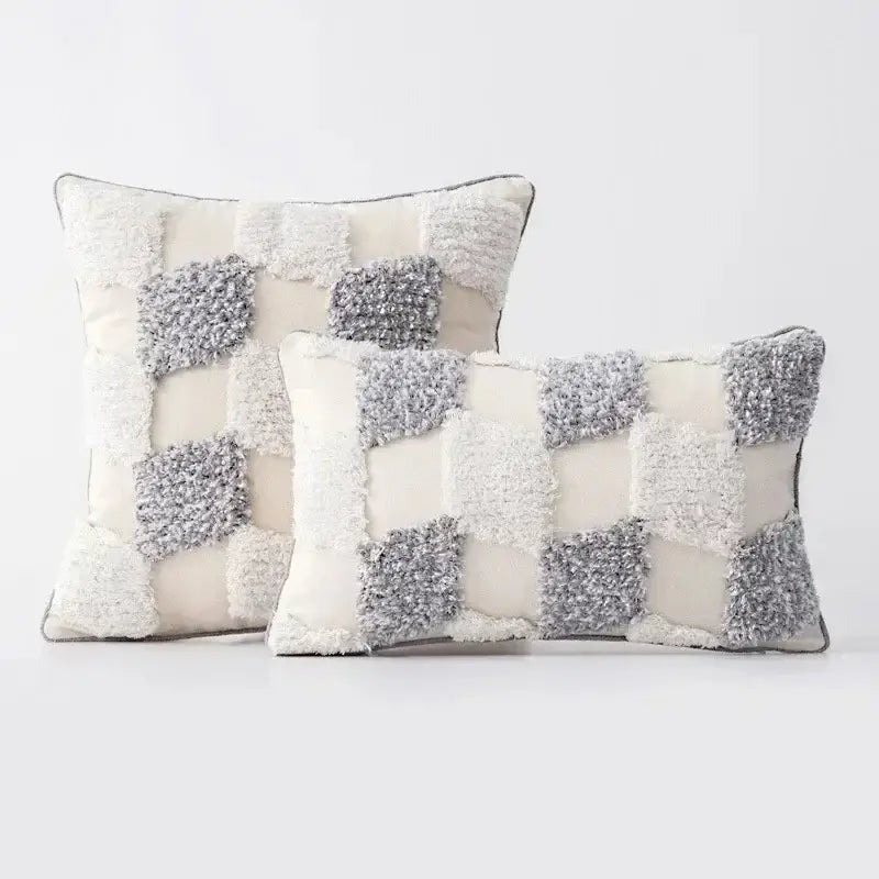 Beige Brown Tufted Cushion
