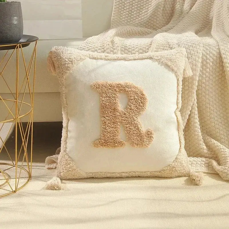 Beige Brown Tufted Cushion