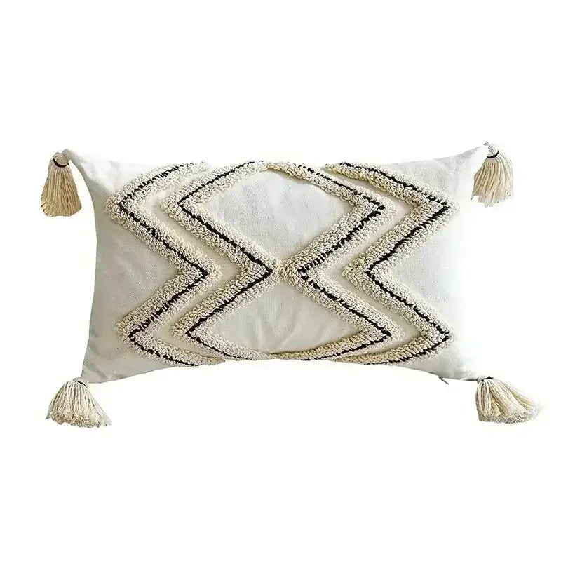 Beige Brown Tufted Cushion