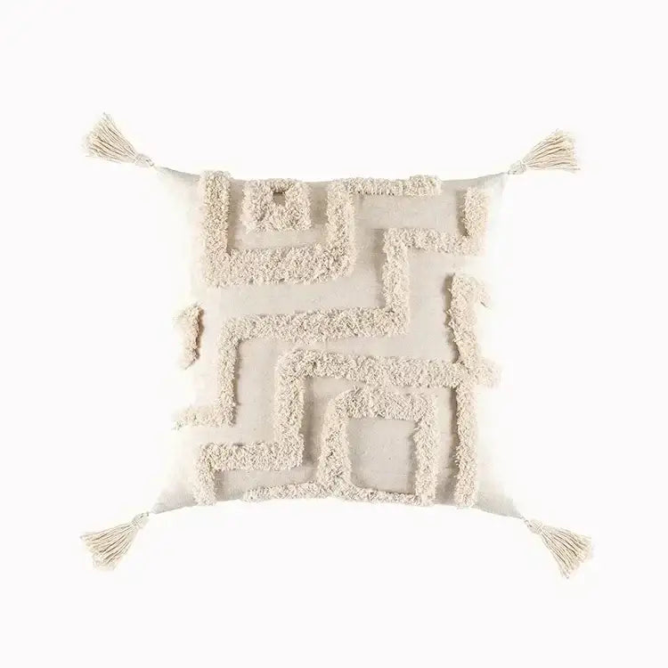 Beige Brown Tufted Cushion