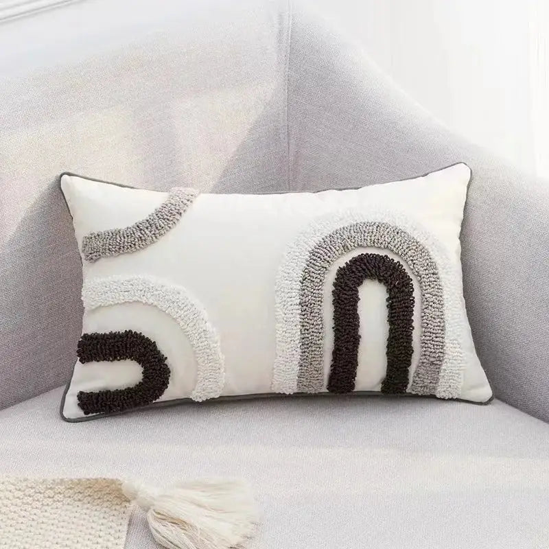 Beige Brown Tufted Cushion