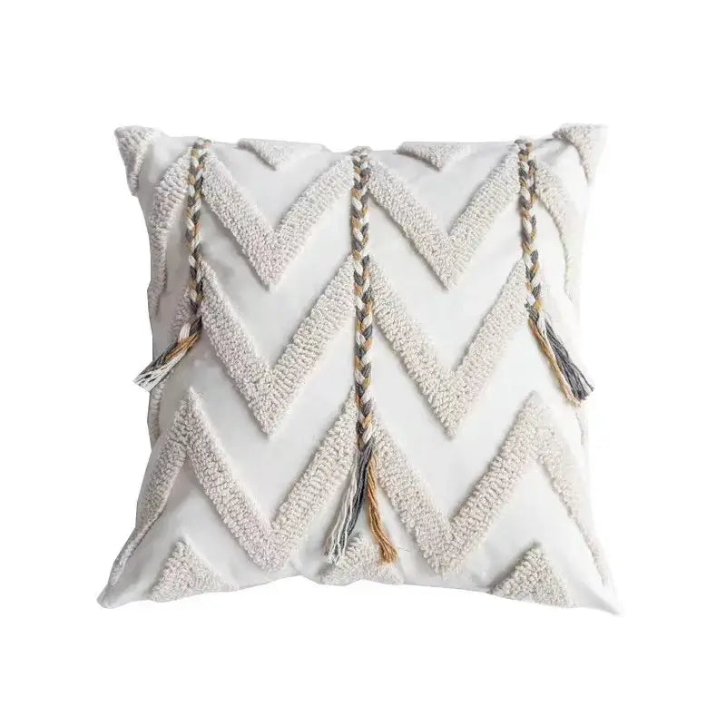 Beige Brown Tufted Cushion
