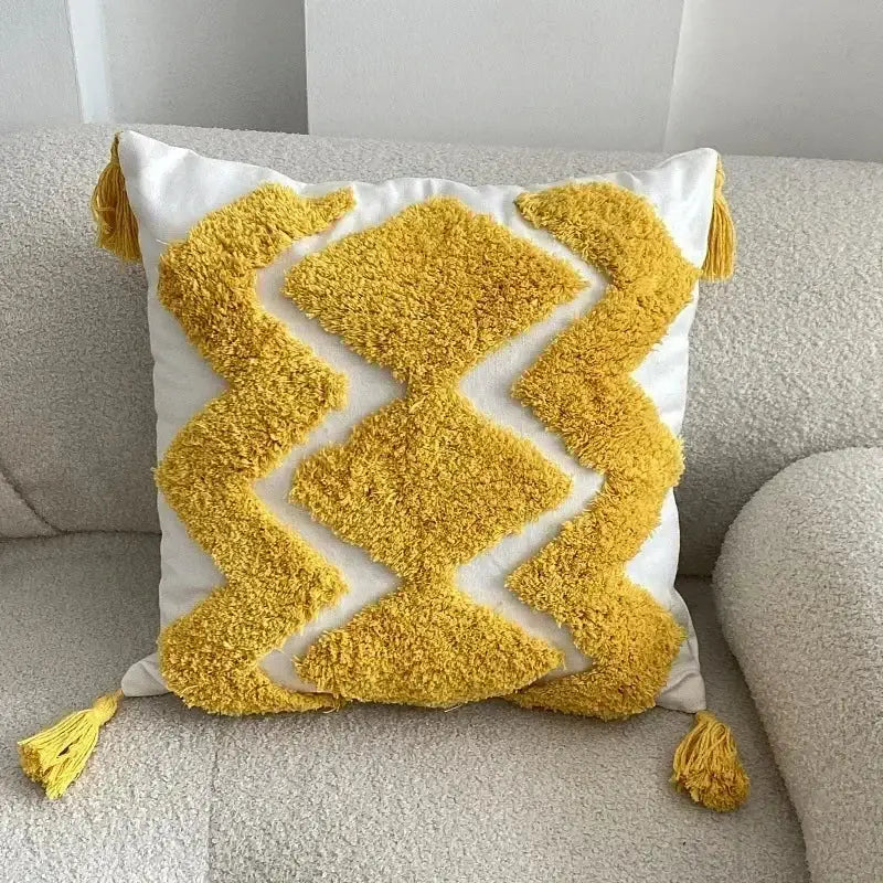 Beige Brown Tufted Cushion