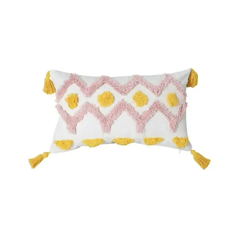 Beige Brown Tufted Cushion
