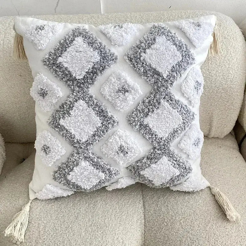 Beige Brown Tufted Cushion