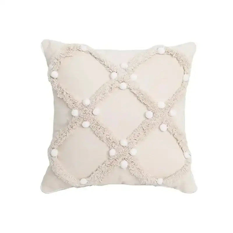 Beige Brown Tufted Cushion
