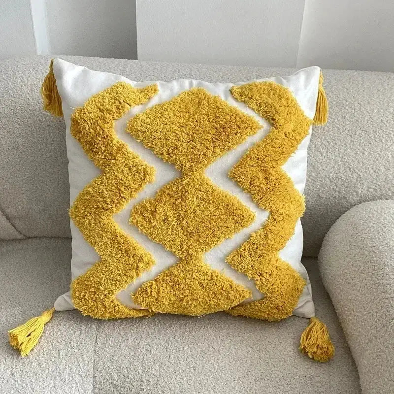 Beige Brown Tufted Cushion