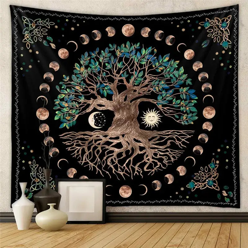 Black Tree Tapestry Decor