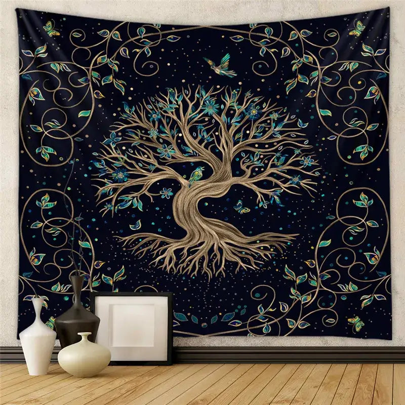 Black Tree Tapestry Decor