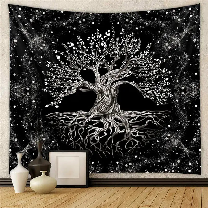 Black Tree Tapestry Decor