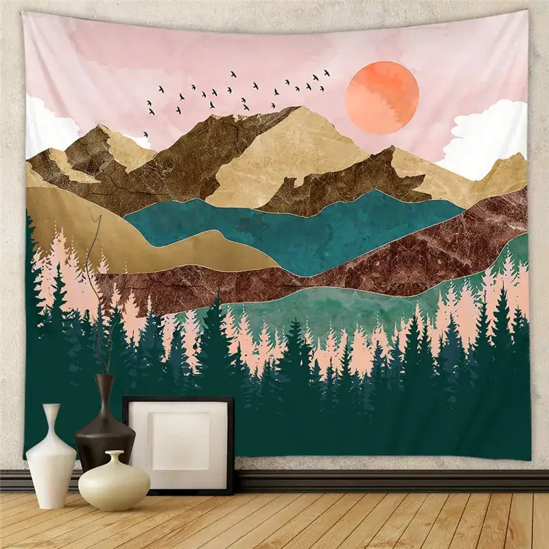 Black Tree Tapestry Decor