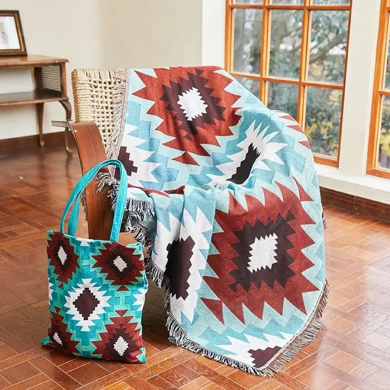 Pink Geometric Throw Blanket