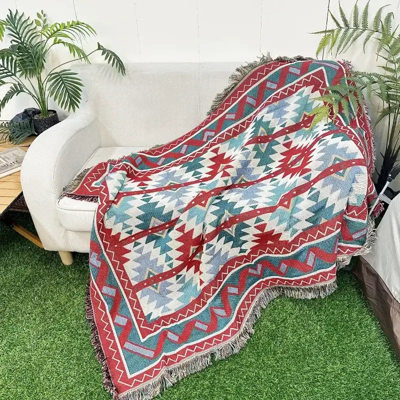 Pink Geometric Throw Blanket