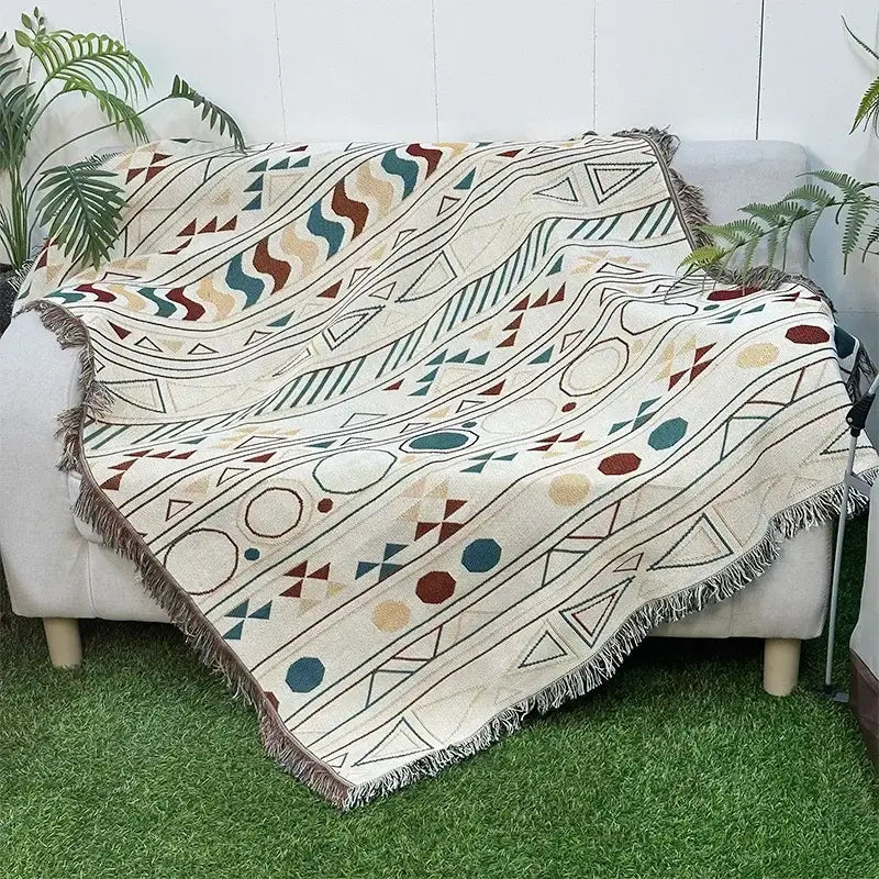 Pink Geometric Throw Blanket