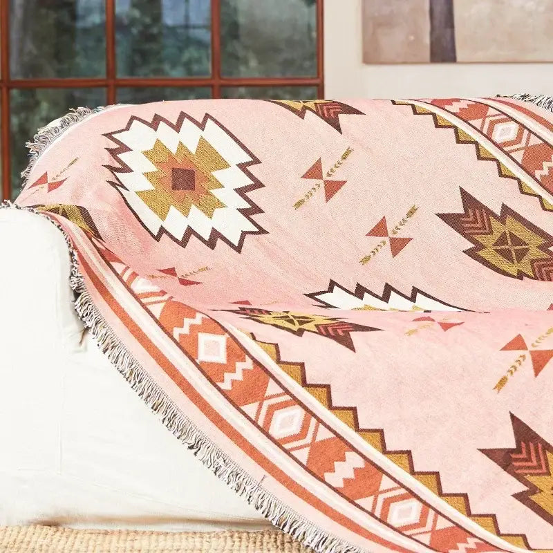 Pink Geometric Throw Blanket