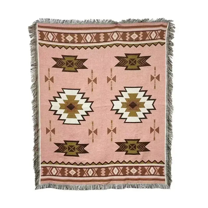 Pink Geometric Throw Blanket
