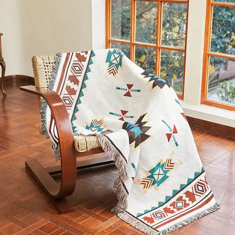 Pink Geometric Throw Blanket