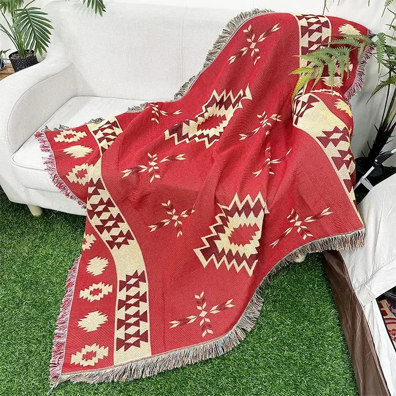 Pink Geometric Throw Blanket