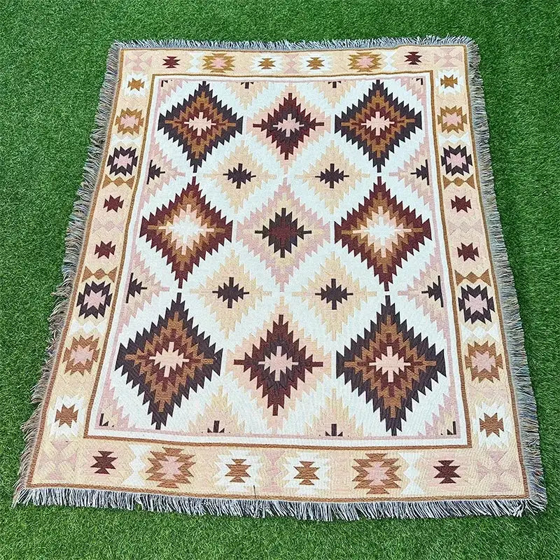 Pink Geometric Throw Blanket