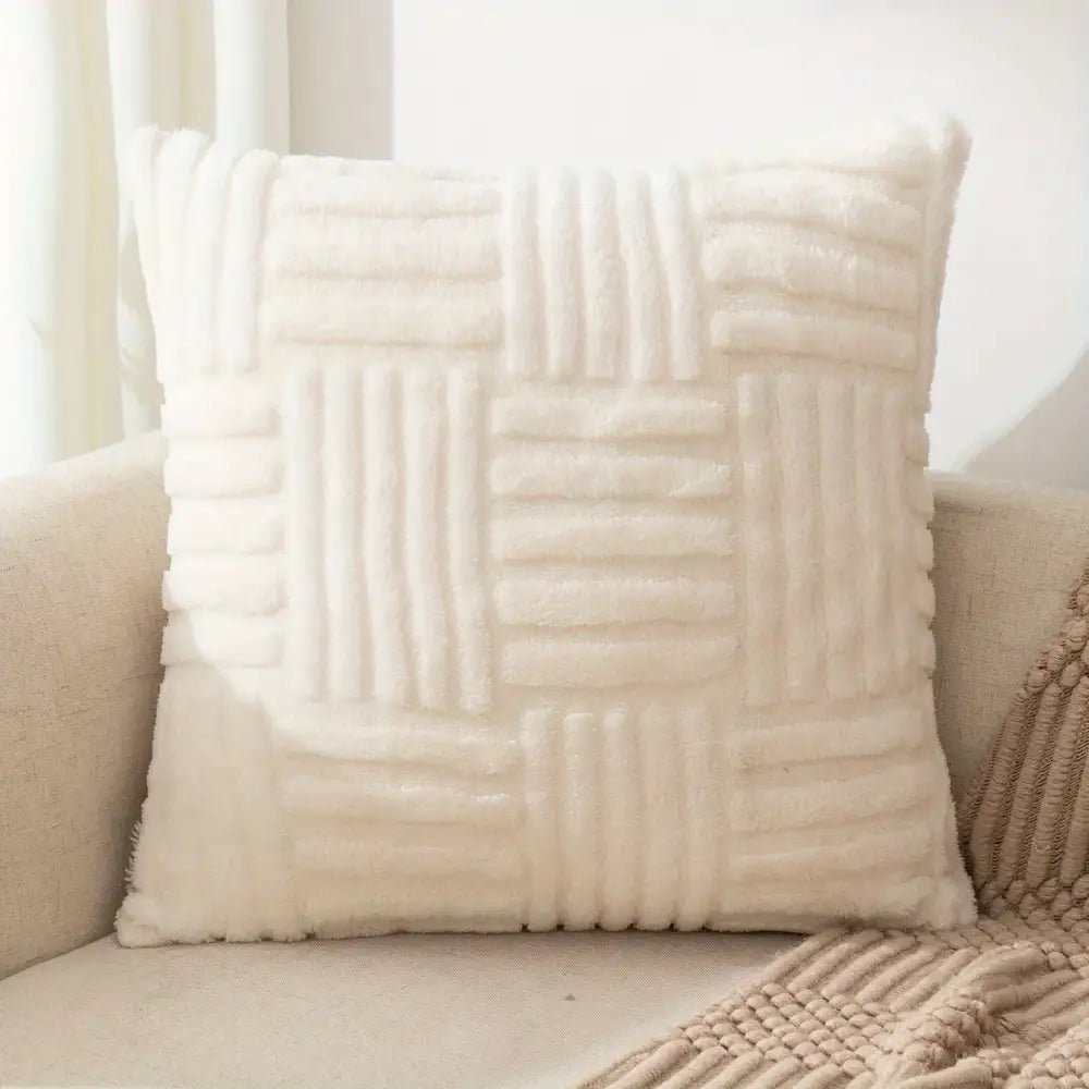 Creamy Velvet Knitted Cushion