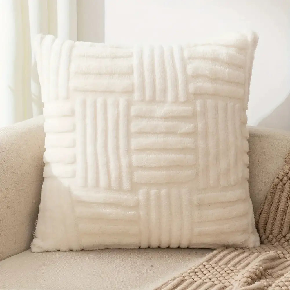 Creamy Velvet Knitted Cushion