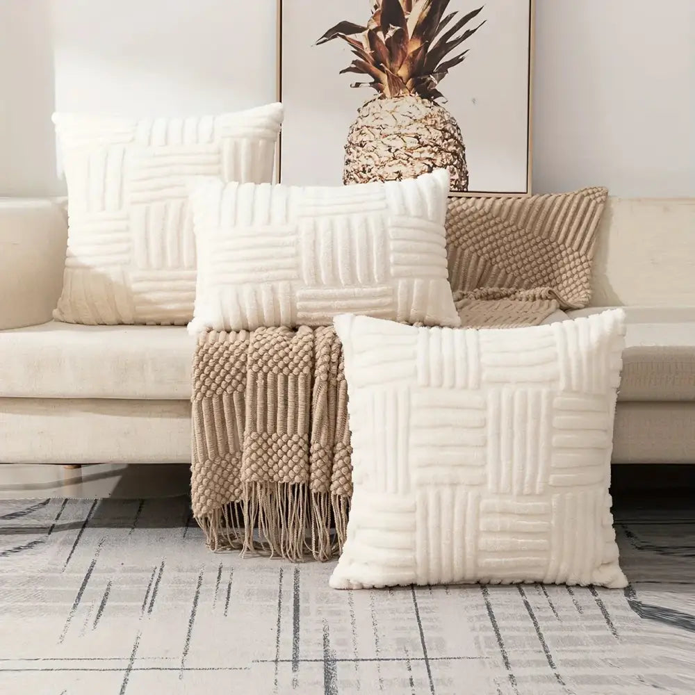 Creamy Velvet Knitted Cushion