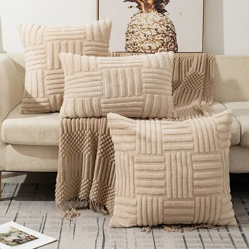 Creamy Velvet Knitted Cushion