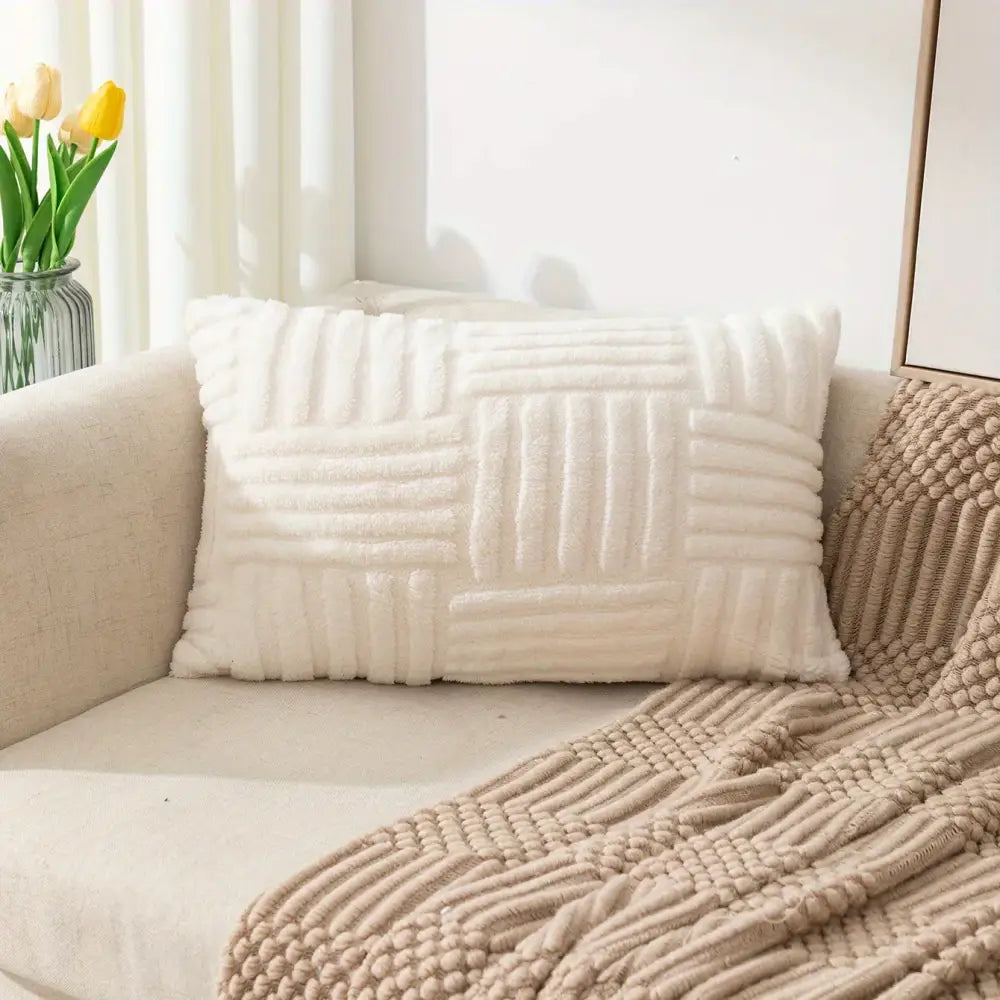 Creamy Velvet Knitted Cushion