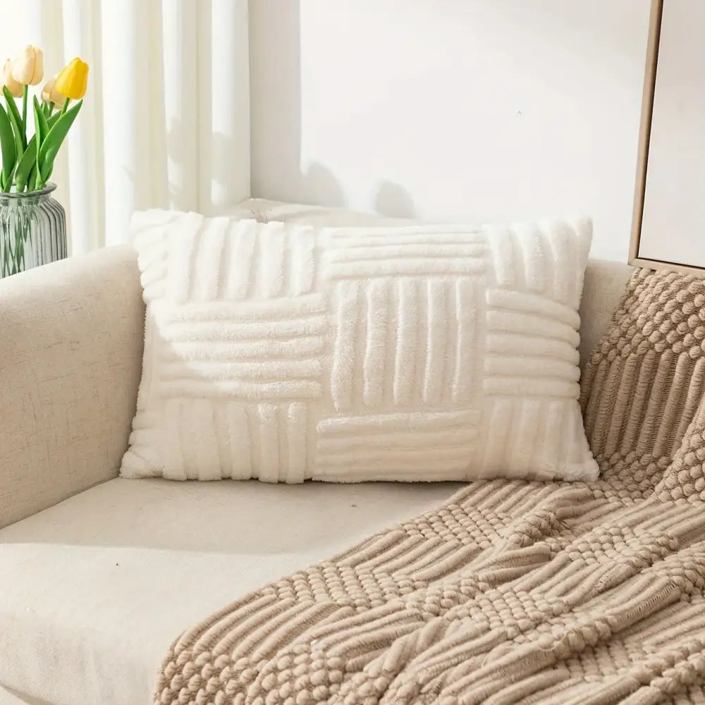 Creamy Velvet Knitted Cushion
