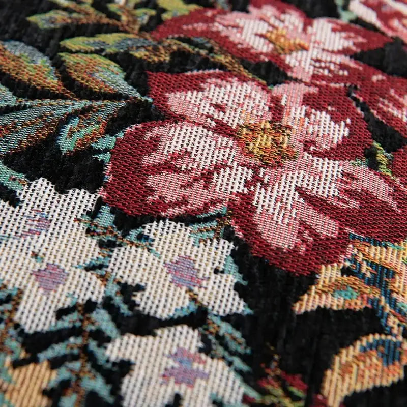 Black Boho Floral Cushion