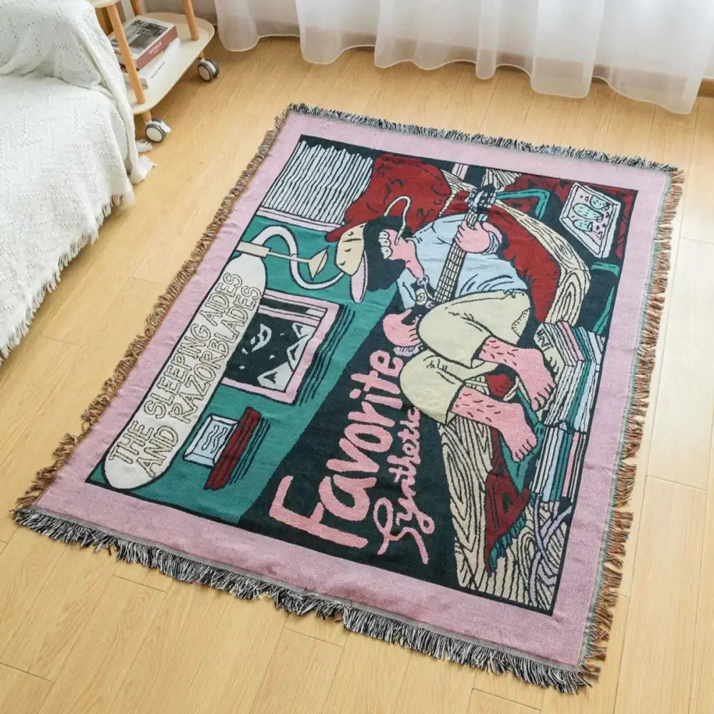 Woven Sofa Blanket Floral Living Room Throw
