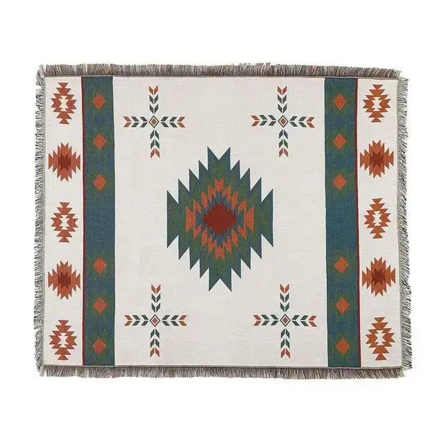 Red Blue Geometric Knit Throw