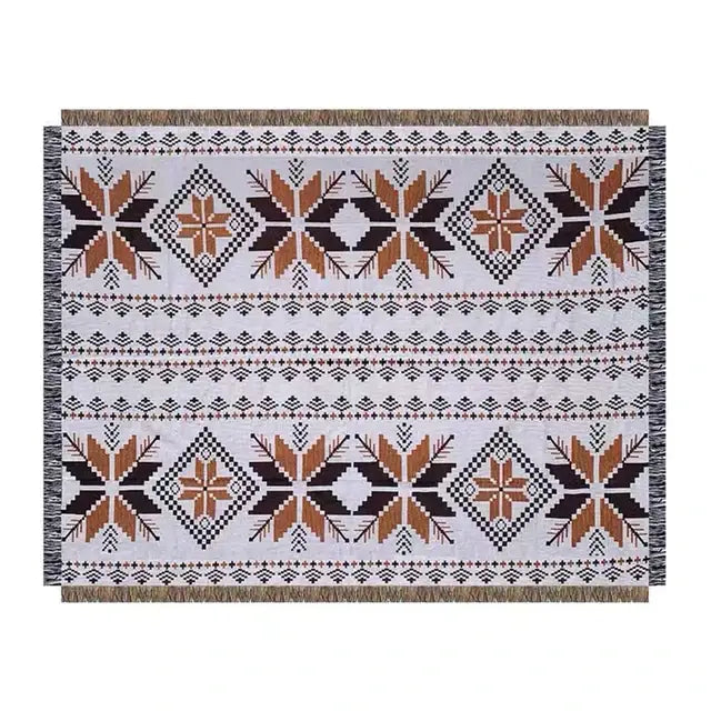 Red Blue Geometric Knit Throw