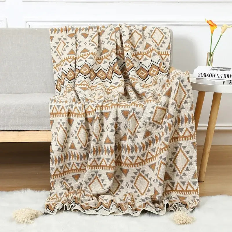 Beige Brown Sofa Blanket